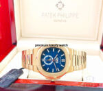 Patek Philippe Nautilus Annual Calendar Moon Phase Rose Gold Blue Dial 5726/1A-001 Men's Wrist Watch