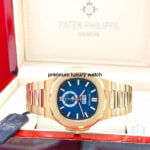 Patek Philippe Nautilus Annual Calendar Moon Phase Rose Gold Blue Dial 5726/1A-001 Men's Wrist Watch