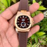 Patek Philippe Gold Black | Natutilus 5980R-001 | Brown Dial Rose Gold