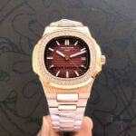 Patek Philippe Nautilus 5711 Rose Gold Brawn Dial Diamond Automatic Men’s Watch 1R-001