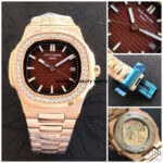 Patek Philippe Nautilus 5711 Rose Gold Brawn Dial Diamond Automatic Men’s Watch 1R-001