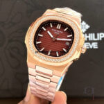 Patek Philippe Nautilus 5711 Rose Gold Brawn Dial Diamond Automatic Men’s Watch 1R-001