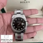 Rolex Datejust 41 Diamond Dial Black Steel & White Gold Oyster Men's Watch 279174