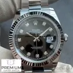 Rolex Datejust 41 Diamond Dial Black Steel & White Gold Oyster Men's Watch 279174