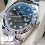 Rolex Datejust 41 Diamond Dial Black Steel & White Gold Oyster Men's Watch 279174