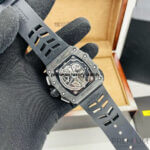 All Black Richard Mille RM011-03 Men Automatic Transparent Dial Stainless Steel Rubber Black Band Men’s Watch