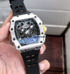 Richard Mille RM11-03 Men Transparent Full Black Dial Rubber Band Men’s Watch