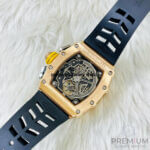 Richard Mille  Rose Gold RM11-03 Men Automatic Transparent Dial Stainless Steel Rubber Black Band Men’s Watch