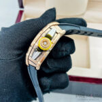 Richard Mille  Rose Gold RM11-03 Men Automatic Transparent Dial Stainless Steel Rubber Black Band Men’s Watch