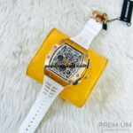Richard Mille watch white RM11-03 Men Automatic Rose Gold Transparent Dial Stainless Steel Rubber White Band Men’s Watch