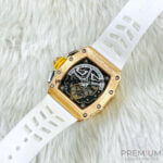 Richard Mille watch white RM11-03 Men Automatic Rose Gold Transparent Dial Stainless Steel Rubber White Band Men’s Watch