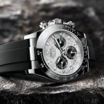 Rolex daytona white gold meteorite dial Cosmograph Daytona 40 Watch Black Index Dial Black Oysterflex Strap Watch 116519LN