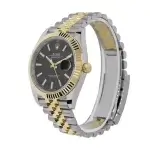 Rolex Datejust Yellow Gold 41MM Black Dial Fluted Bezel  Jubilee Mens Watch 126333