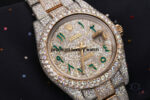 Rolex Datejust 41MM Turquoise Arabic Script Dial Stainless Steel and Moissanite Iced Out Watch