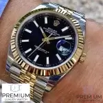 Rolex Datejust Yellow Gold 41MM Black Dial Fluted Bezel  Jubilee Mens Watch 126333