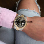 Rolex Datejust Iced out 41MM Stainless Steel and Yellow Gold Custom VVS Moissanite Grey Roman Dial