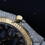 Rolex Datejust Iced out 41MM Stainless Steel and Yellow Gold Custom VVS Moissanite Grey Roman Dial