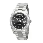 Rolex Day-Date Platinum Diamond Bezel Black Dial 40MM & Smooth Bezel President Bracelet 228206