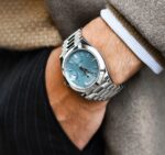 Rolex Day Date Ice Blue Diagonal Dome Bezel President 40MM Automatic Men’s Watch 228206