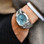 Rolex Day Date Ice Blue Diagonal Dome Bezel President 40MM Automatic Men’s Watch 228206