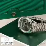 Rolex Day-Date 40 Olive Green Roman Dial Fluted Bezel White Gold President Automatic Men's Watch 228239