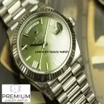 Rolex Day-Date 40 Olive Green Roman Dial Fluted Bezel White Gold President Automatic Men's Watch 228239