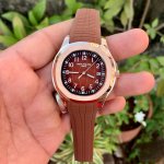 Patek Philippe Aquanaut Rose Gold Date Sweep 40.8mm Brown Dial Brown Composite Rubber Strap 5167R-001