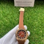 Patek Philippe Aquanaut Rose Gold Date Sweep 40.8mm Brown Dial Brown Composite Rubber Strap 5167R-001