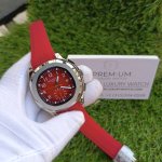 Patek Phillipe Aquanaut Rubber Strap Red Silver Case Men's Wrist Watch