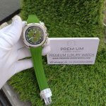 Patek Philippe Aquanaut Green Strap Silver Case Watch Men's Wrist Watch