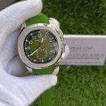 Patek Philippe Aquanaut Green Strap Silver Case Watch Men's Wrist Watch