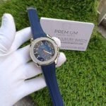 Patek Philippe Aquanaut Blue Strap Silver Case Men’s Wrist Watch