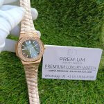 Patek Philippe Rose Gold Mens watch With Olive Green Diamond Dial