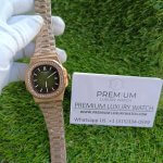 Patek Philippe Rose Gold Mens watch With Olive Green Diamond Dial