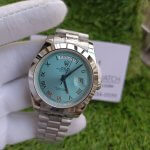 Rolex Day Date Ice Blue Roman Dial 40MM – Smooth Bezel – Platinum – President Bracelet