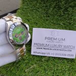 Rolex Daytona Case Two-Tone Oyster Cosmograph Perpetual Green Dial Black Ceramic Bezel Wrist Watch