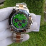 Rolex Daytona Case Two-Tone Oyster Cosmograph Perpetual Green Dial Black Ceramic Bezel Wrist Watch
