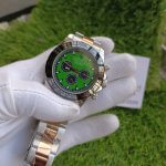 Rolex Daytona Case Two-Tone Oyster Cosmograph Perpetual Green Dial Black Ceramic Bezel Wrist Watch