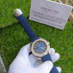 PATEK PHILIPPE AQUANAUT BLUE DIAL & STRAP WHITE GOLD WATCH