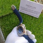 PATEK PHILIPPE AQUANAUT BLUE DIAL & STRAP WHITE GOLD WATCH