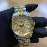 Rolex Datejust 41 Two Tone Champagne Dial 126333 Fluted Motif Index Jubilee Bracelet Watch