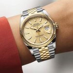 Rolex Datejust 41 Two Tone Champagne Dial 126333 Fluted Motif Index Jubilee Bracelet Watch