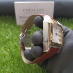 Cartier Santos 100 Gold Yellow Large White Dial  Brown Leather Belt Men's Watch W20107X7