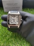 Cartier Santos 100XL Chronograph Large White Dial Leather Belt Men’s Watch