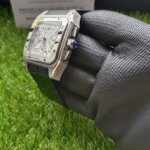 Cartier Santos 100XL Chronograph Large White Dial Leather Belt Men’s Watch