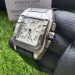 Cartier Santos 100XL Chronograph Large White Dial Leather Belt Men’s Watch