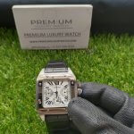Cartier Santos 100XL Chronograph Large White Dial Leather Belt Men’s Watch
