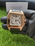Cartier Santos Rose Gold 100XL Chronograph Large White Dial Leather Belt Men’s Watch