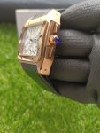 Cartier Santos Rose Gold 100XL Chronograph Large White Dial Leather Belt Men’s Watch