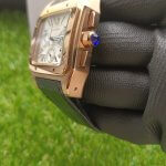 Cartier Santos Rose Gold 100XL Chronograph Large White Dial Leather Belt Men’s Watch